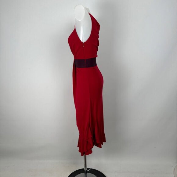 RED VALENTINO Red plunging Neckline Cocktail Dress Size S - Picture 3 of 8